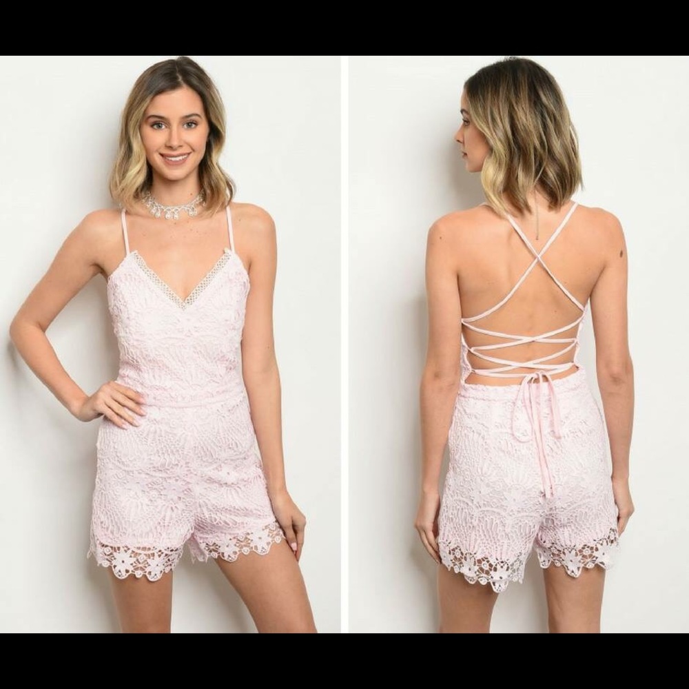 Pink Lace Romper